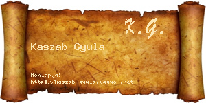 Kaszab Gyula névjegykártya